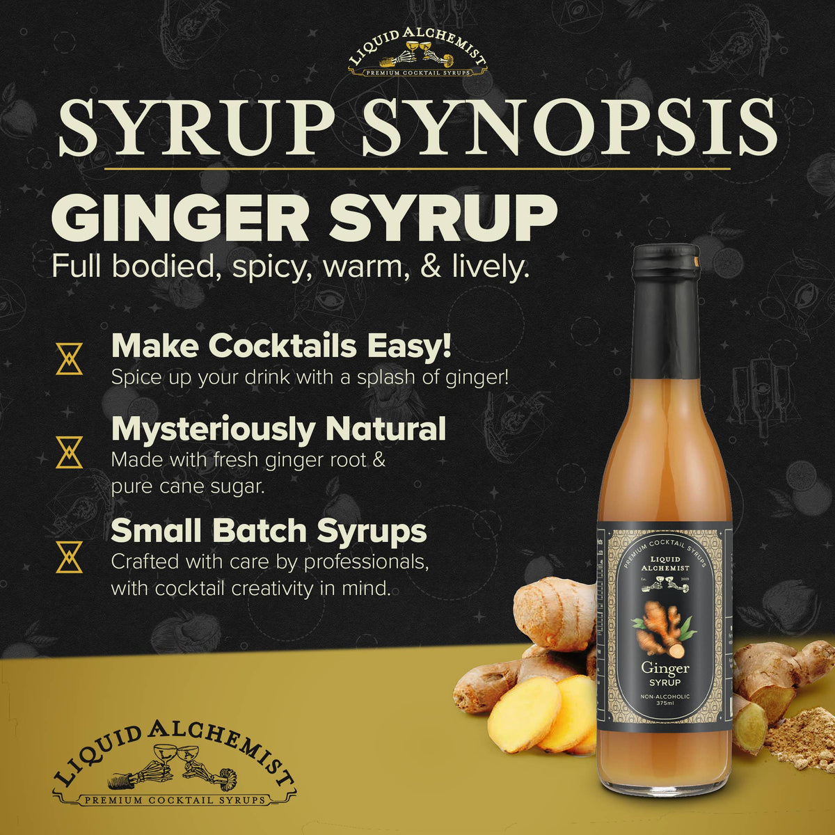 Jarabe de jengibre para cócteles, Moscow Mules y bebidas: 375 ml