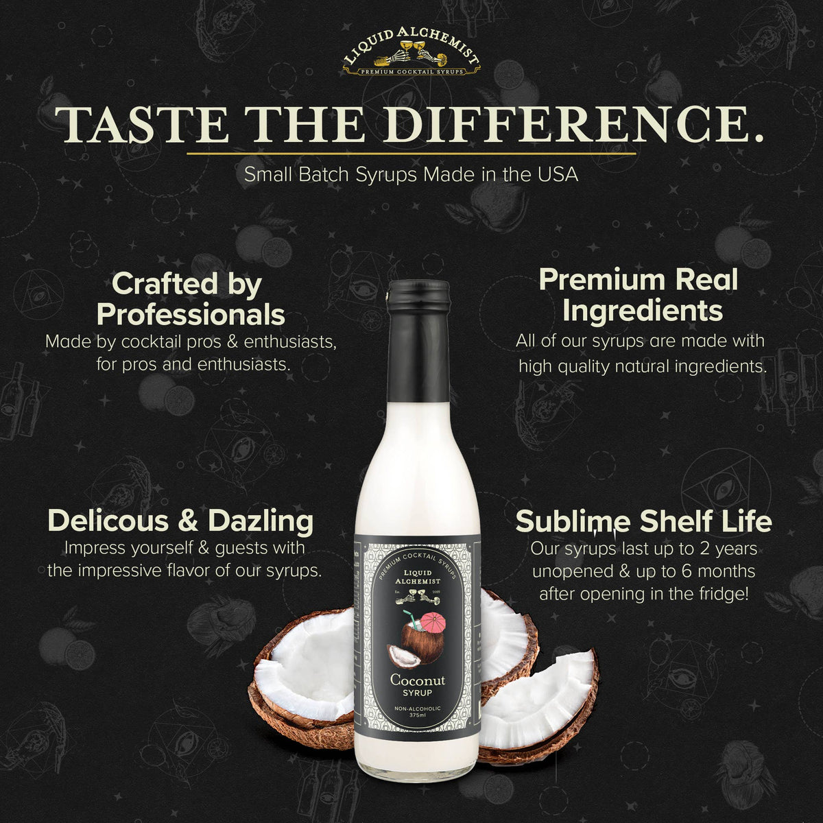 Sirope de coco para café, cócteles y piñas coladas: 750 ml