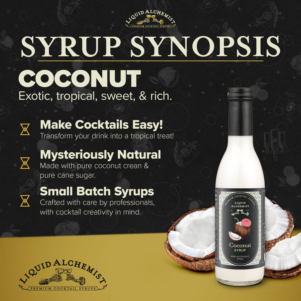 Sirope de coco para café, cócteles y piñas coladas: 750 ml